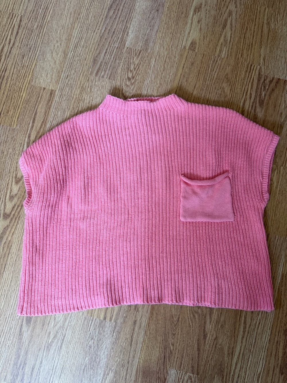 Women's Pink Boxy Knit Short-Sleeve Sweater Top
